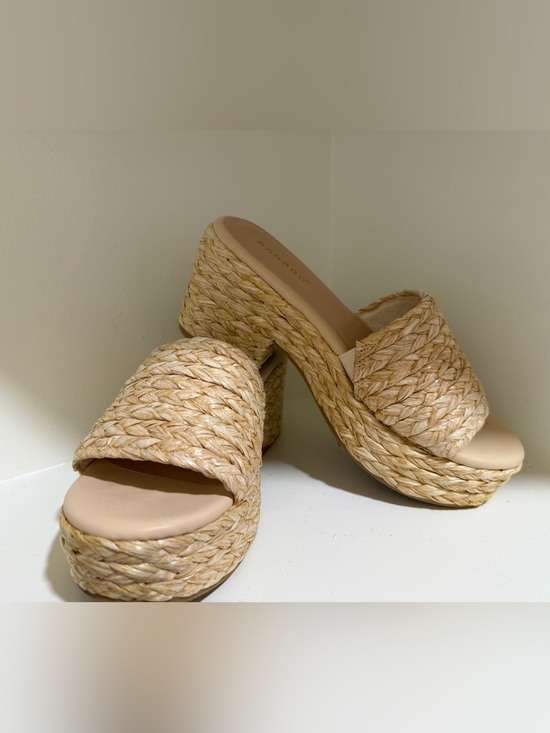 BAMBOO Shoes - BAMBOO Natural Raffia Platform Mules